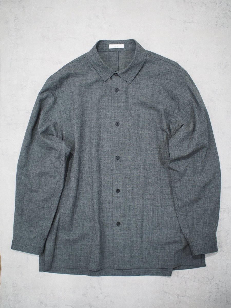 画像2: ATON OVERSIZED SHIRT / TWIST WOOL WASHER (2)