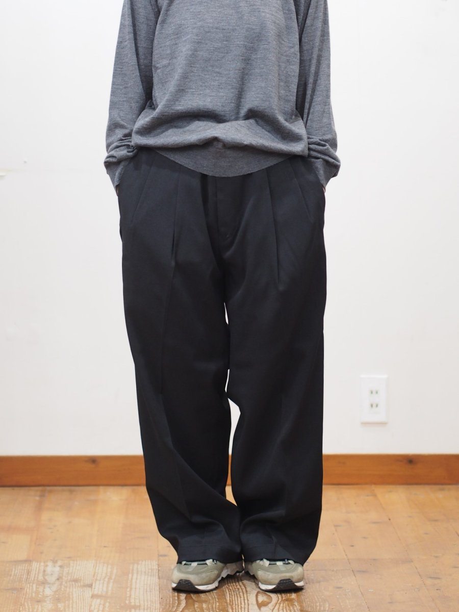 画像1: YOKO SAKAMOTO  / DOUBLE PLEATED TROUSERS / BRUSHED POLYESTER GABARDINE (1)