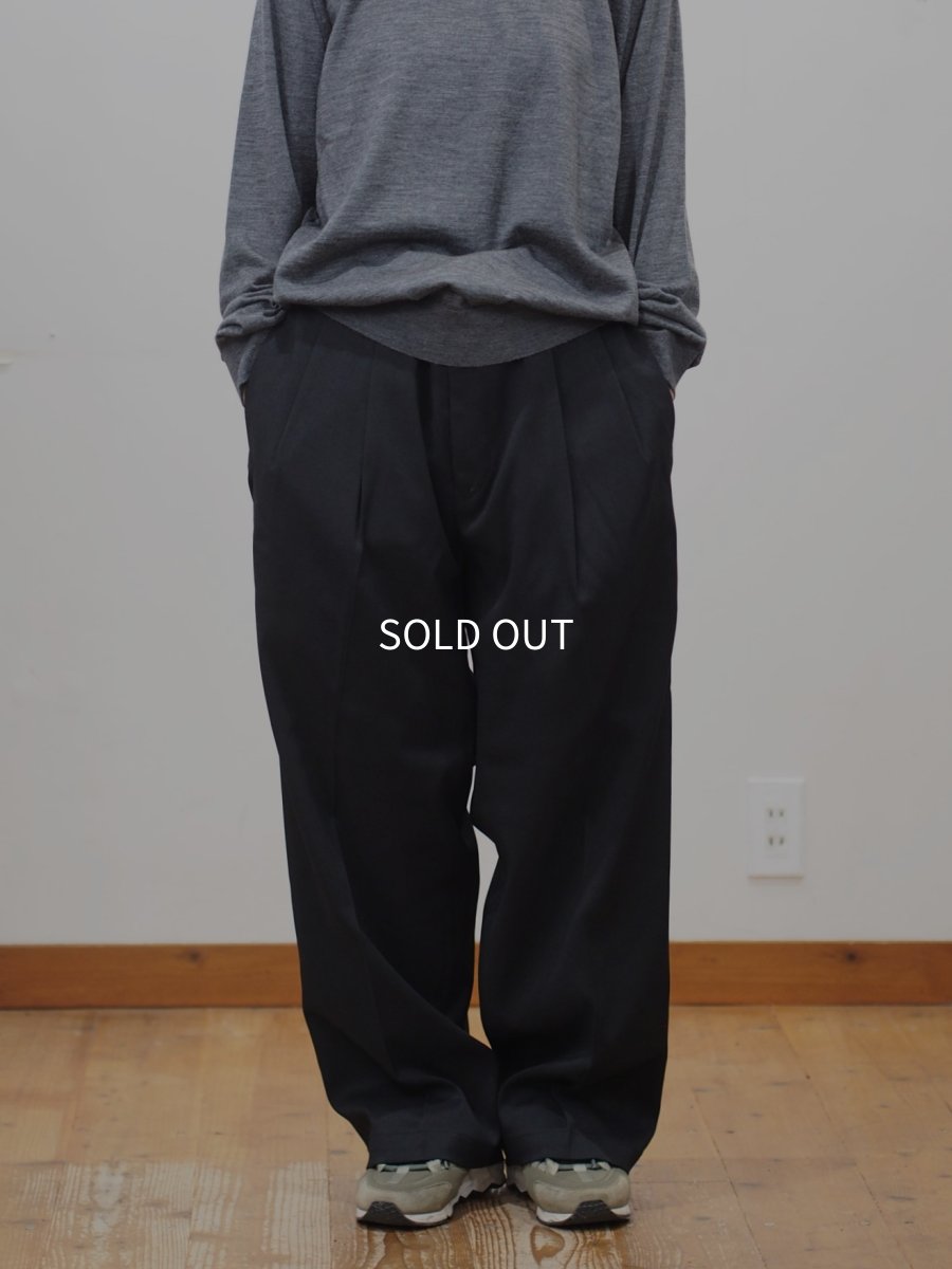画像1: YOKO SAKAMOTO  / DOUBLE PLEATED TROUSERS / BRUSHED POLYESTER GABARDINE (1)