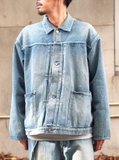 画像1:  YOKO SAKAMOTO  / PLEATS JACKET / RAW DENIM (1)