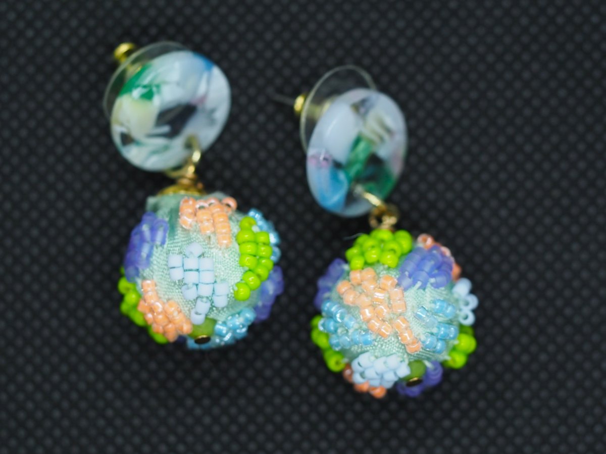 画像1: Pom Pon ピアス　ブルー (1)