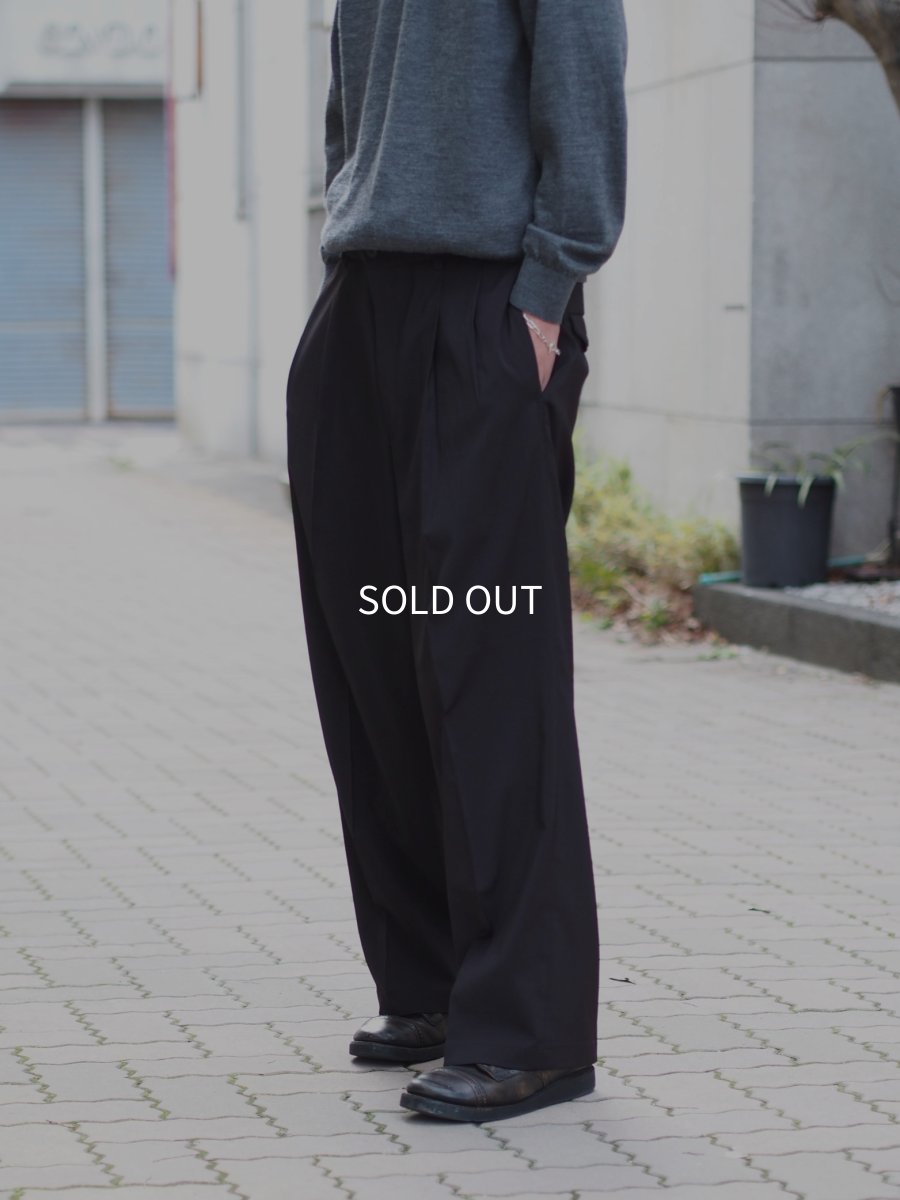 画像1:  YOKO SAKAMOTO  / DOUBLE PLEATED TROUSERS / SUSTAINABLE & RECYCLE / POLYESTER GABARDINE (1)