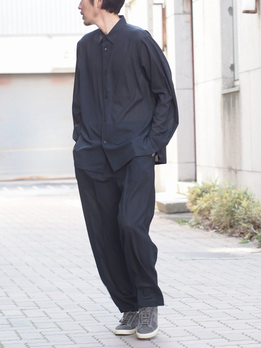 画像9: ATON LOOSE FIT SHIRT  / TWIST WOOL GAUZE (9)