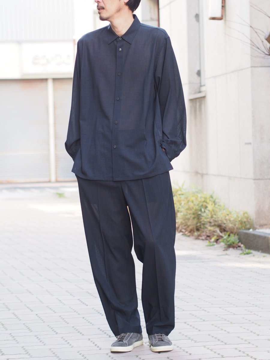 画像6: ATON TWO TUCKED EASY PANTS  / TWIST WOOL GAUZE (6)
