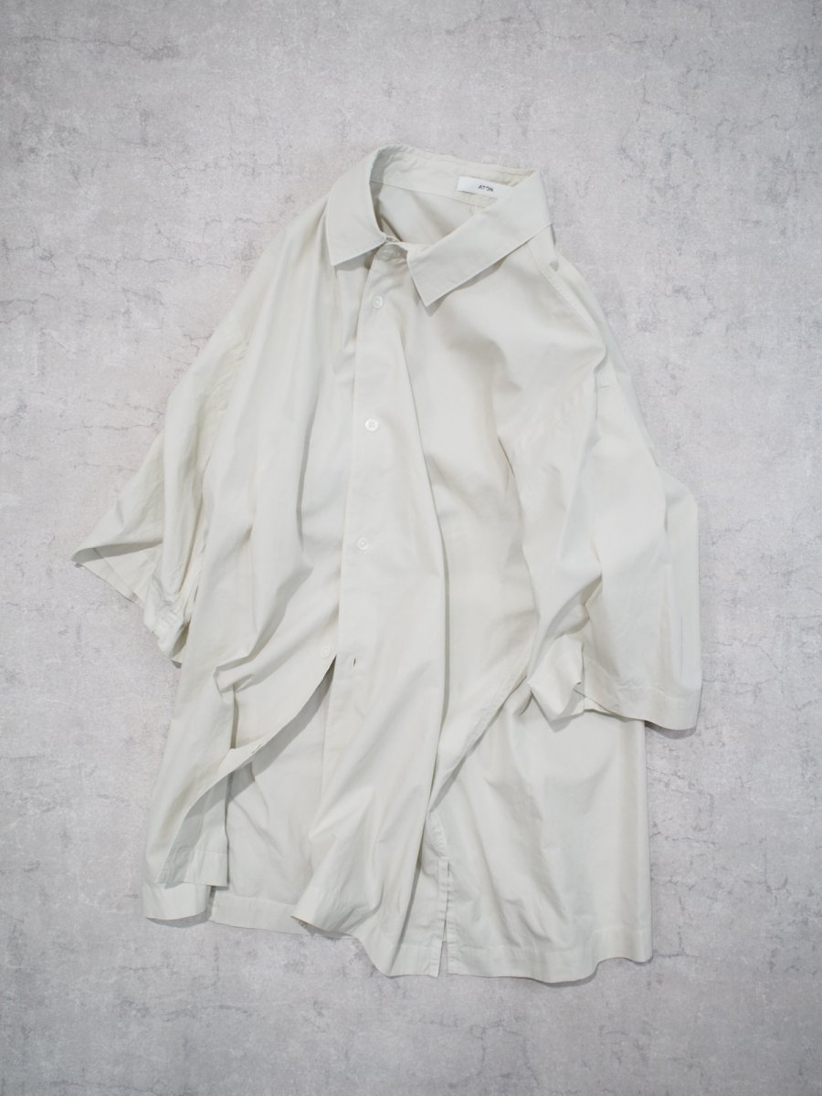 画像4: ATON / OVERSIZED HALF SLEEVE SHIRT / SHRINK COTTON LAWN (4)