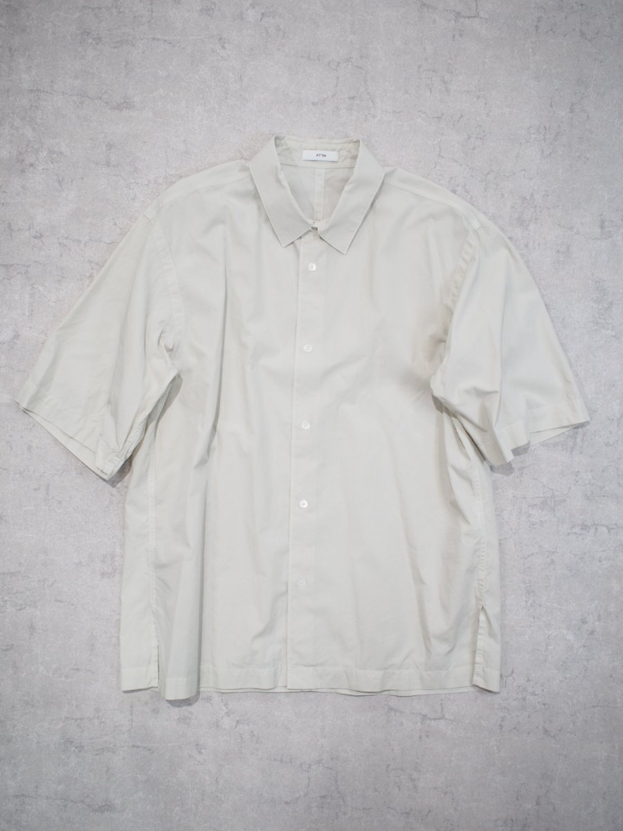 画像1: ATON / OVERSIZED HALF SLEEVE SHIRT / SHRINK COTTON LAWN (1)