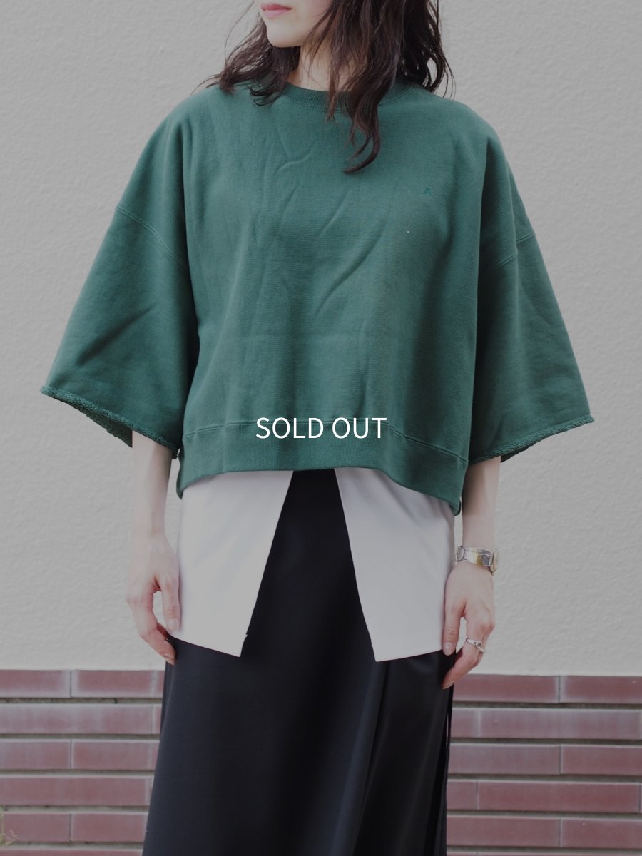 画像1: ATON OVERSIZED HALF SLEEVE SWEAT / NATURAL DYED URAKE (1)