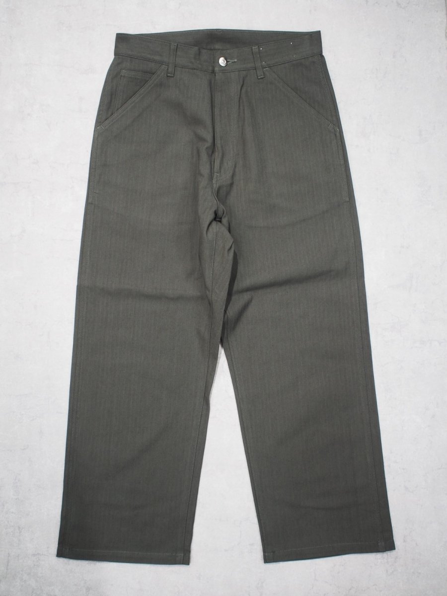 画像1: YOKO SAKAMOTO /  WORK 5POCKET STRAIGHT PANTS /  HERRINGBON / OLIVE (1)