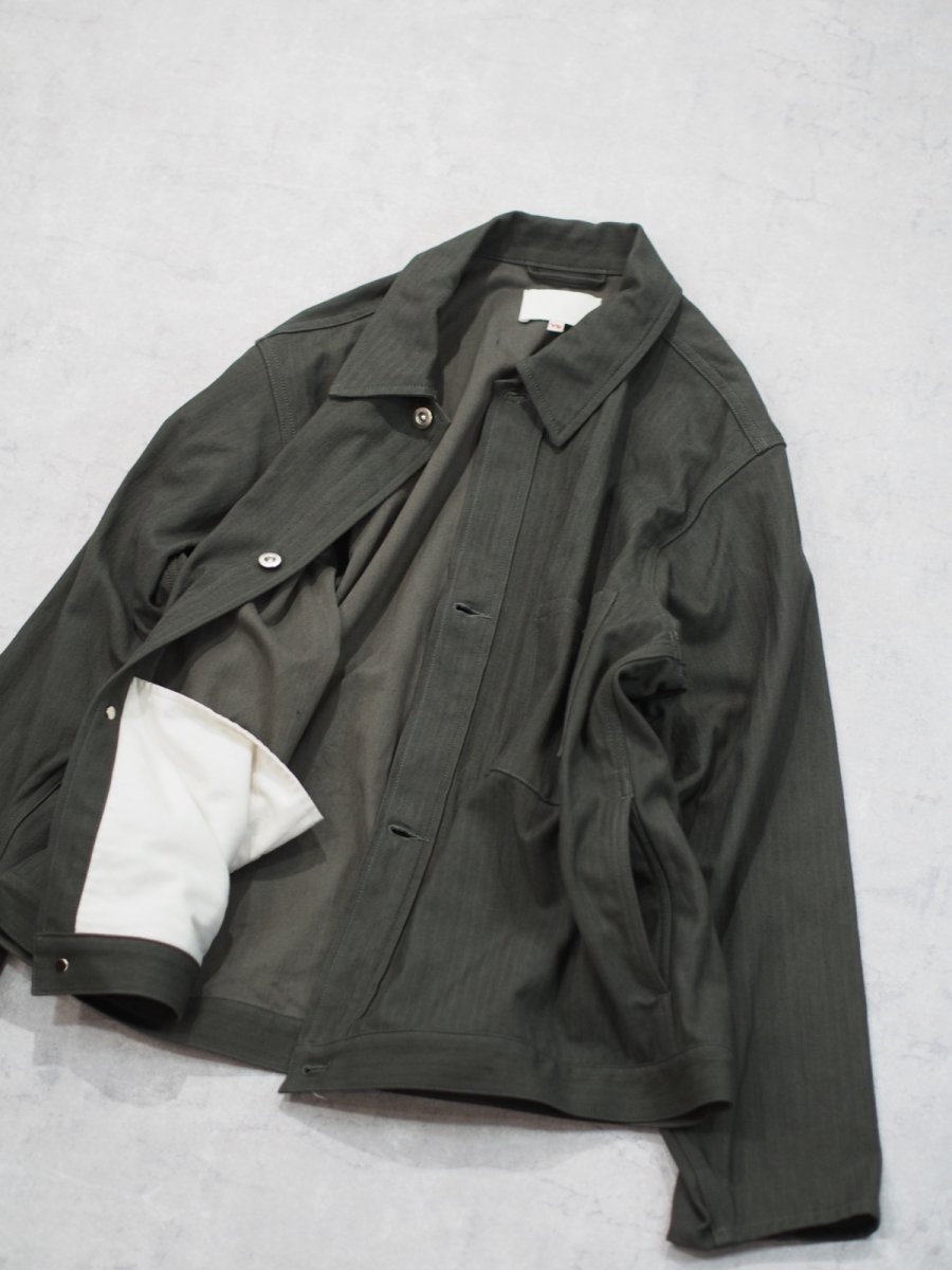 画像7: YOKO SAKAMOTO /  WORK BLOUSE / HERRINGBONE / OLIVE (7)
