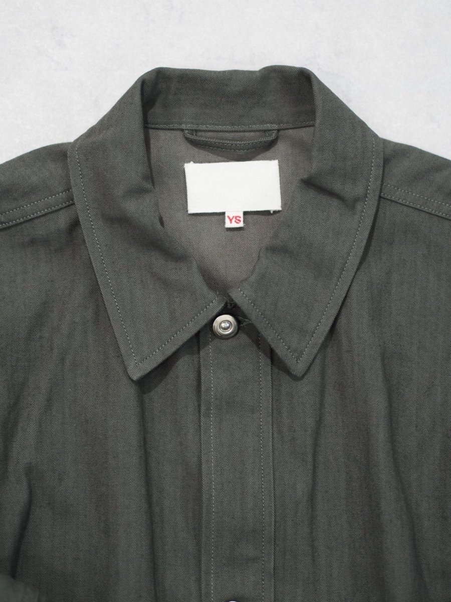 画像2: YOKO SAKAMOTO /  WORK BLOUSE / HERRINGBONE / OLIVE (2)