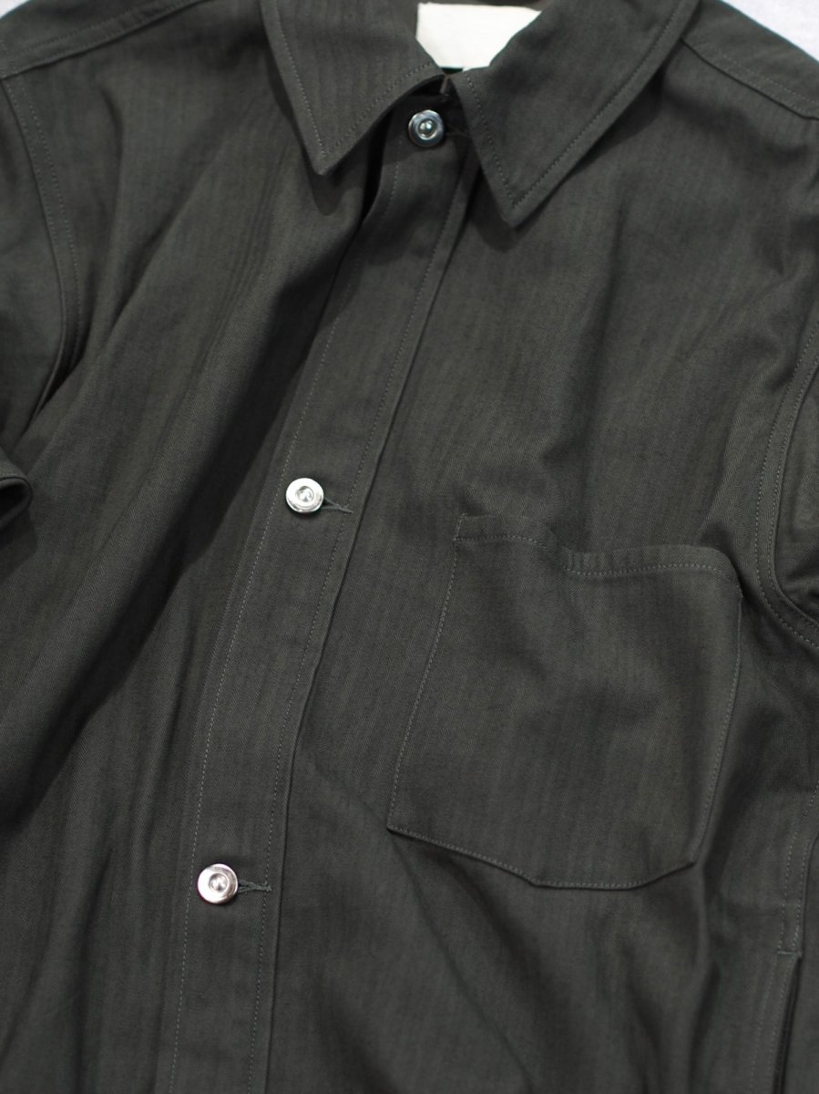 画像4: YOKO SAKAMOTO /  WORK BLOUSE / HERRINGBONE / OLIVE (4)