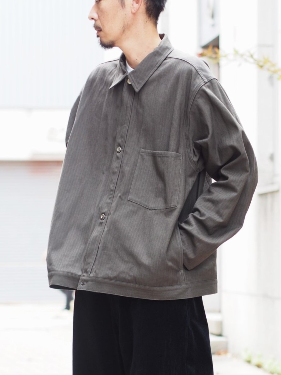 画像3: YOKO SAKAMOTO /  WORK BLOUSE / HERRINGBONE / OLIVE (3)
