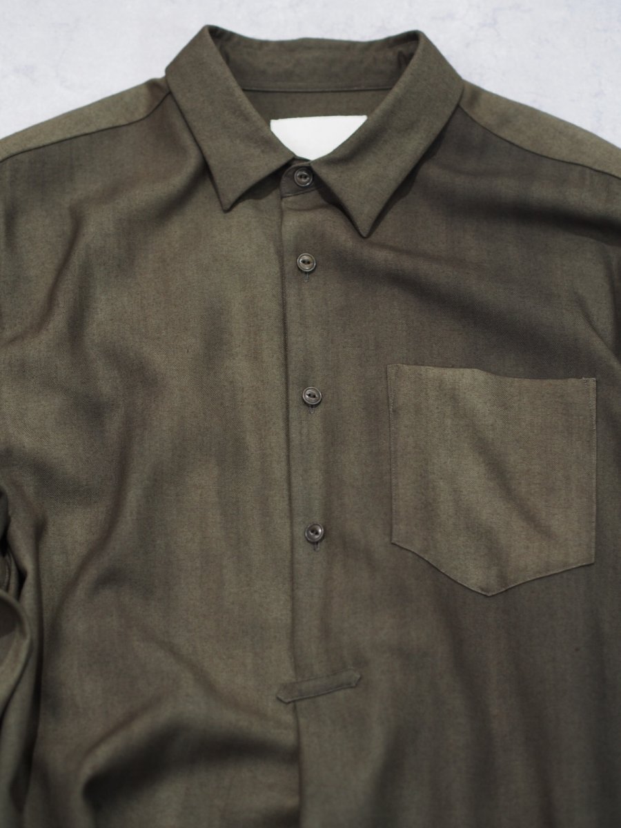 画像2: YOKO SAKAMOTO / SHIRT DRESS / WOOL GABARDINE-UNEVEN DYE  (2)