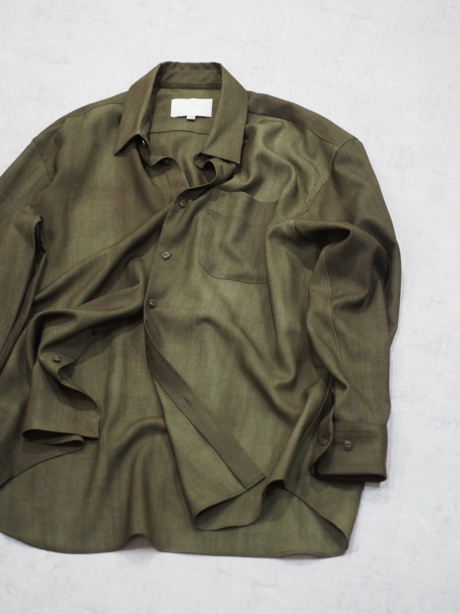 画像6: YOKO SAKAMOTO / REGULAR COLLAR SHIRT / WOOL GABARDINE-UNEVEN DYE  (6)