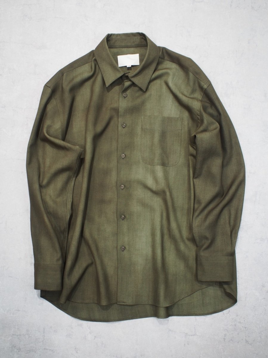 画像1: YOKO SAKAMOTO / REGULAR COLLAR SHIRT / WOOL GABARDINE-UNEVEN DYE  (1)