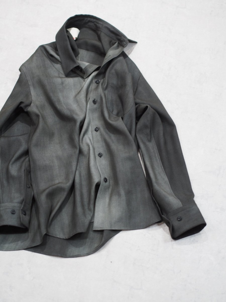 画像5: YOKO SAKAMOTO / REGULAR COLLAR SHIRT / WOOL GABARDINE-UNEVEN DYE  (5)