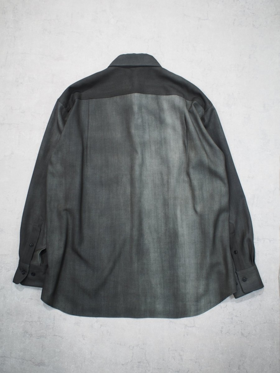 画像2: YOKO SAKAMOTO / REGULAR COLLAR SHIRT / WOOL GABARDINE-UNEVEN DYE  (2)