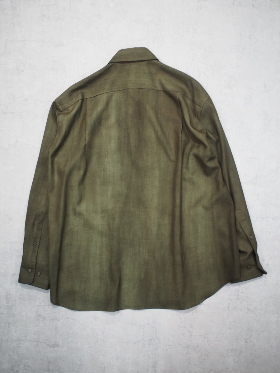 画像2: YOKO SAKAMOTO / REGULAR COLLAR SHIRT / WOOL GABARDINE-UNEVEN DYE  (2)